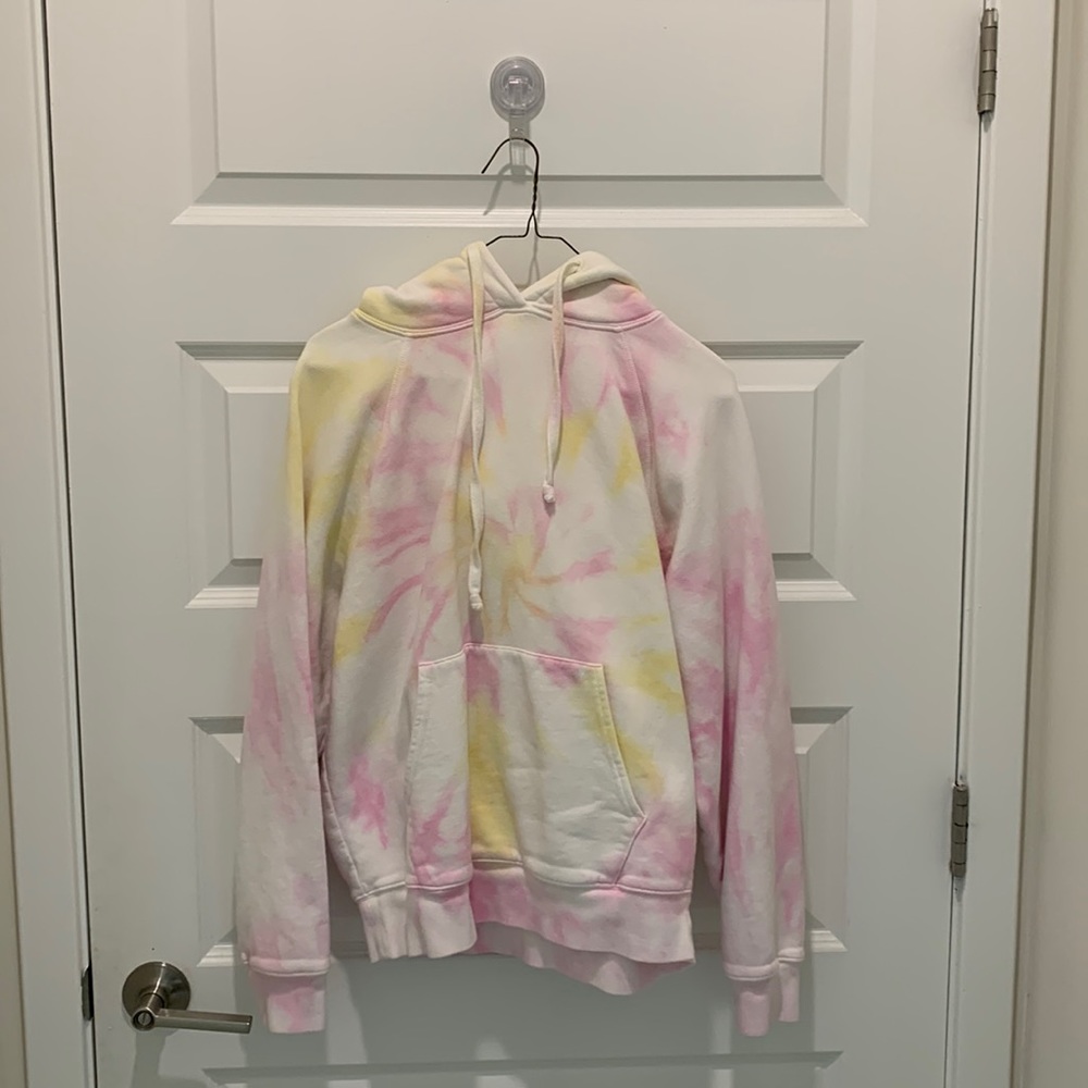Reformation Jeans Tanner Classic Hoodie Creamsicle Yellow Pink Tie Dye